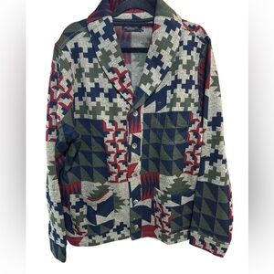 Junk Food Unisex Rune Cardigan Fleece Jacket Geometric Tribal Print Size XL